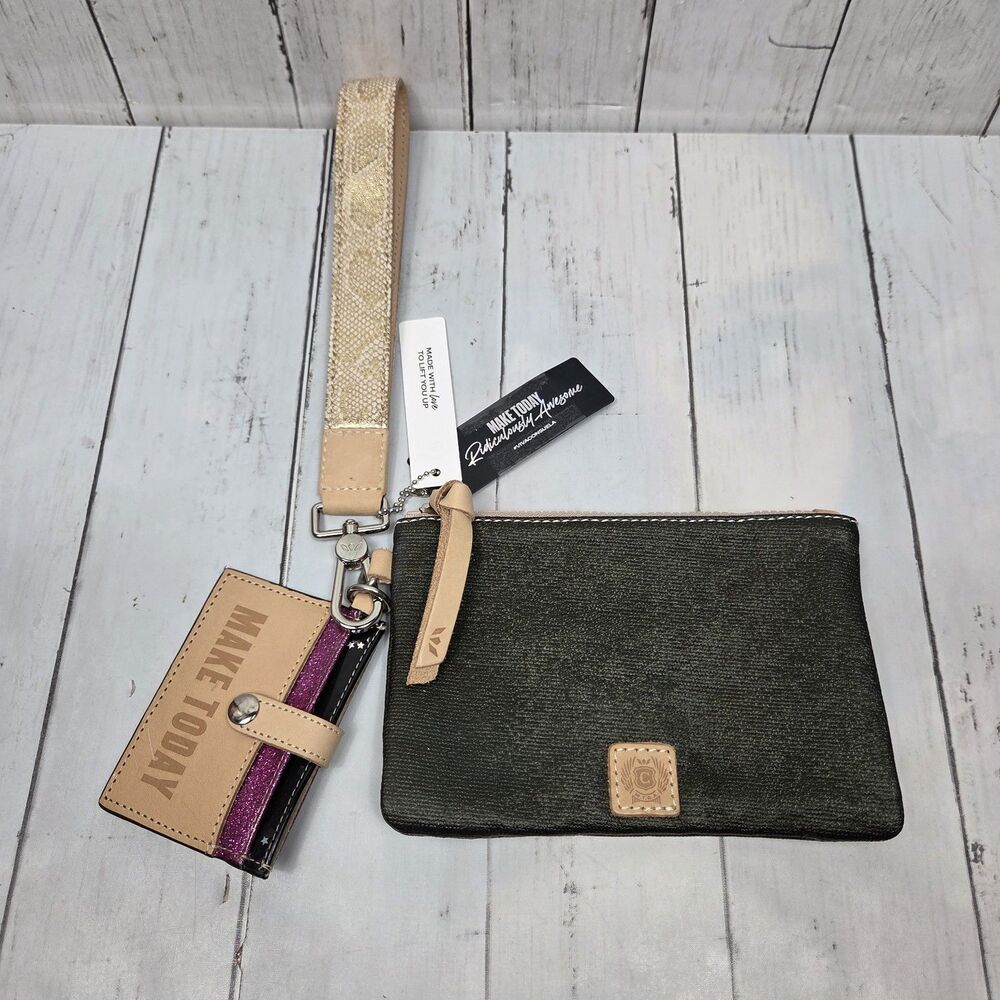 Consuela Diego Combi Card Pouch Wristlet Wallet Set Multicolor Metallic NWT